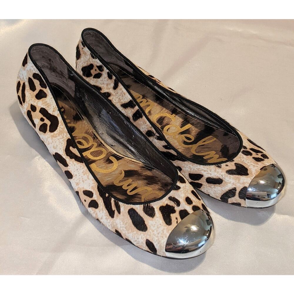 Sam Edelman Womens Jordie Ballet Flats Calf Hair Leopard Print Cap Toe Size 8.5M